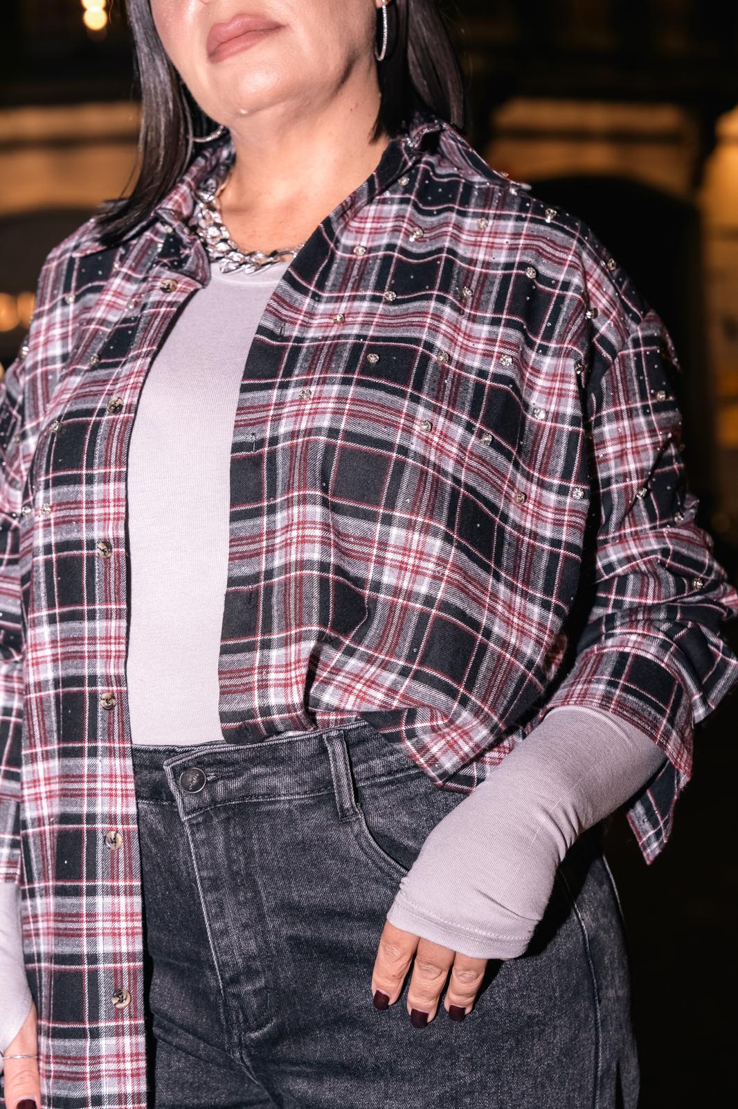 Camicia check strass